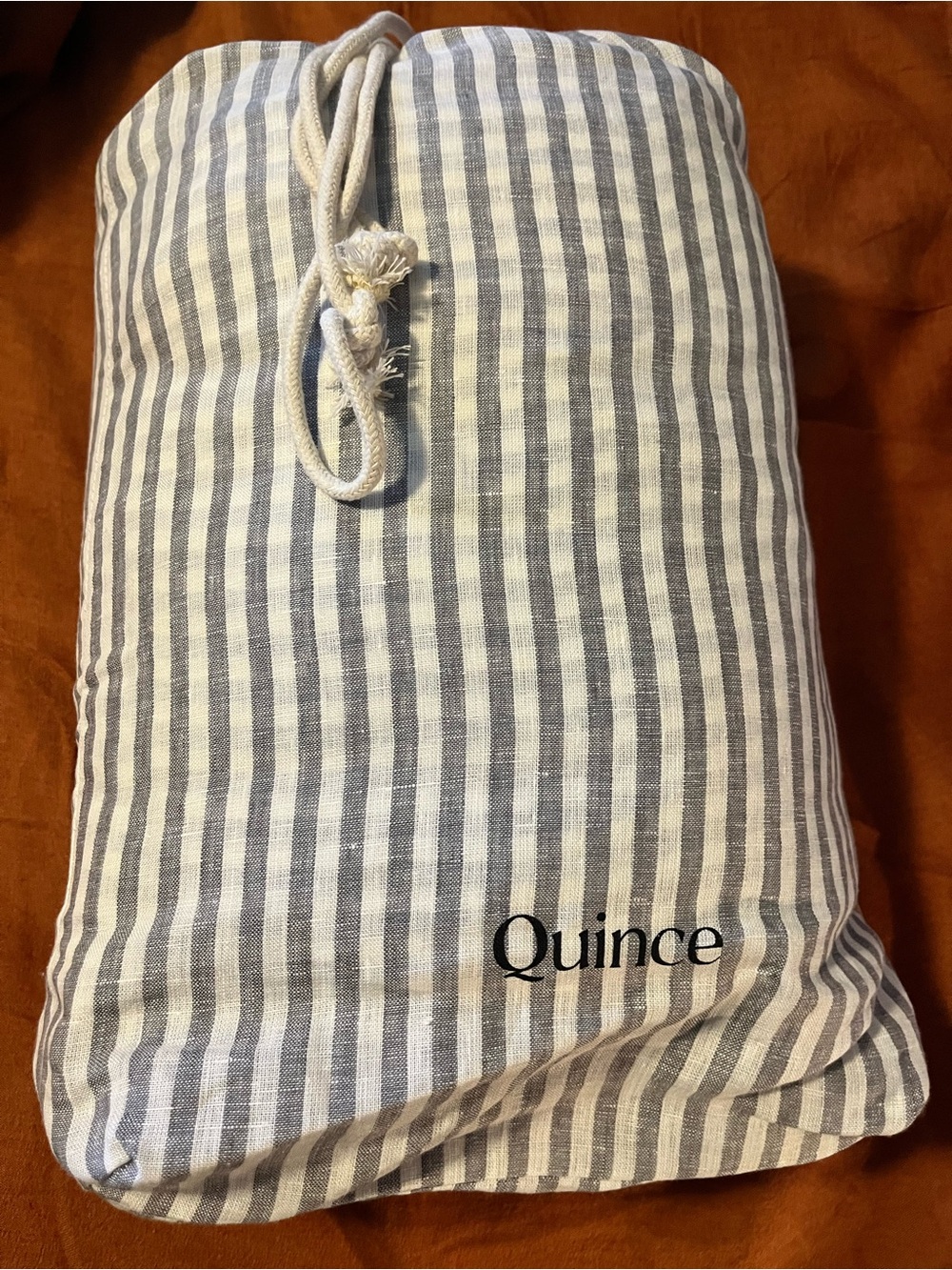 NWOT QUINCE European Linen Sheet Set Queen Grey White Stripe 4 pieces - Picture 4 of 6